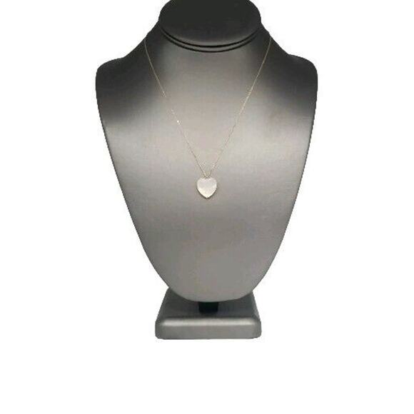 14k Yellow Gold Mother Of Pearl Heart Pendant Necklace 18" - Picture 2 of 9